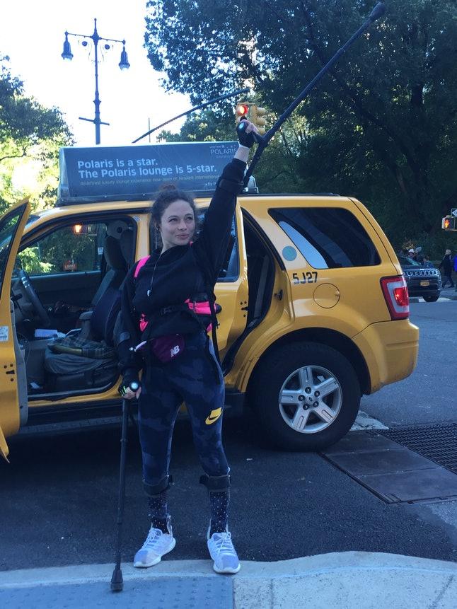 As of the New York City Marathon on crutches...