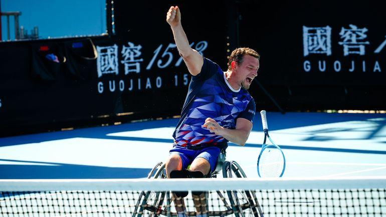 A Belgian athlete takes the Australian Open tournament in an armchair.